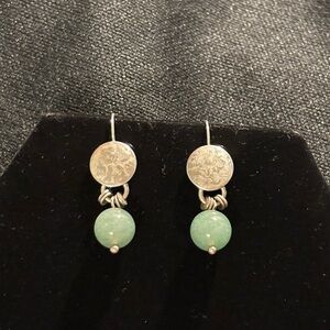 Elegant Silver and Green Dangle Earrings